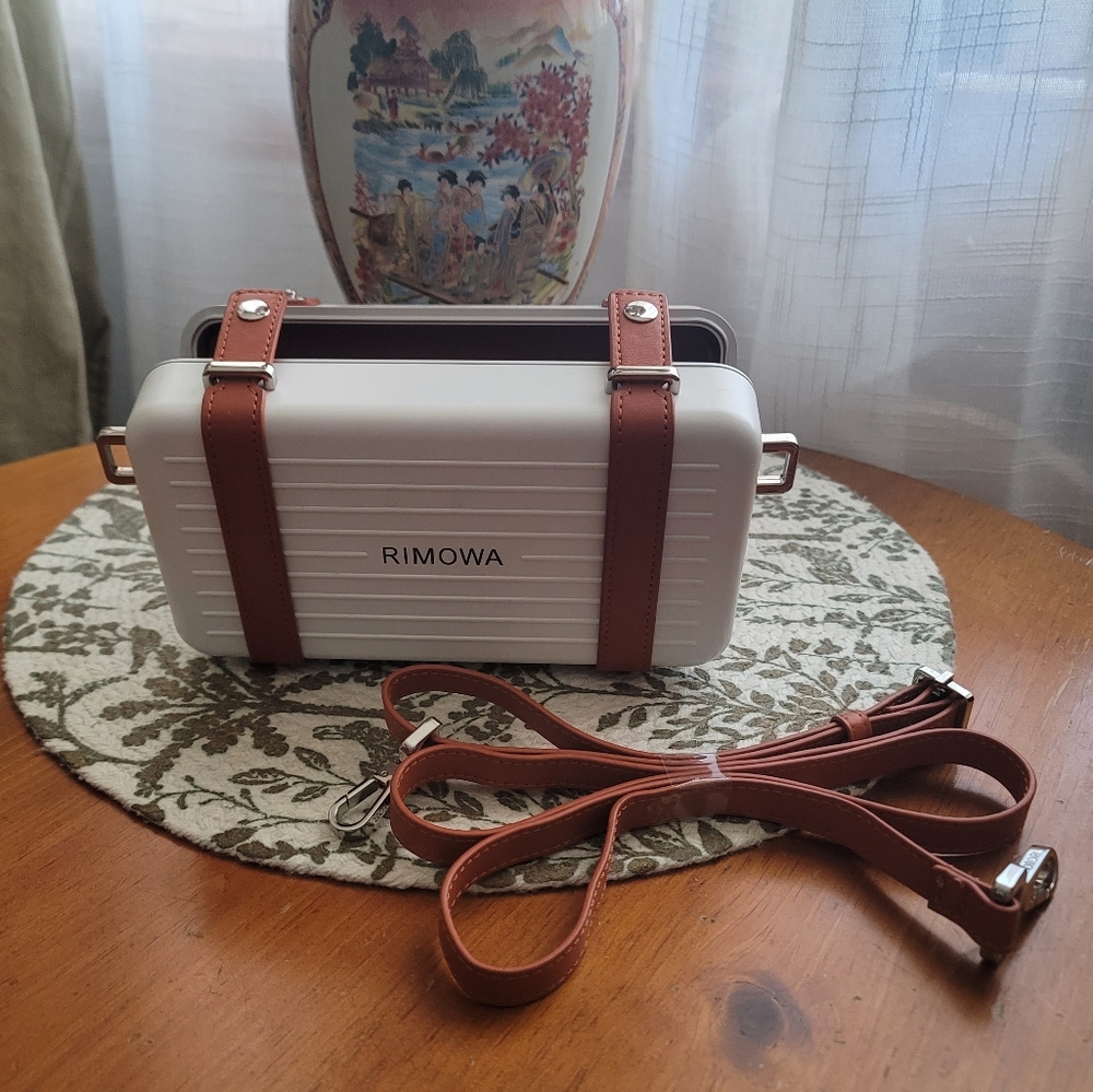 Inspired White and Brown Crossbody Bag